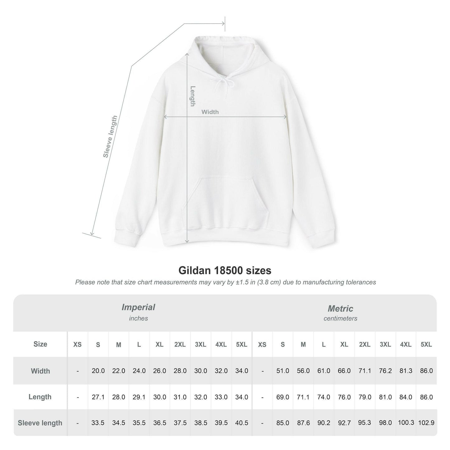 Hoodie Size Chart