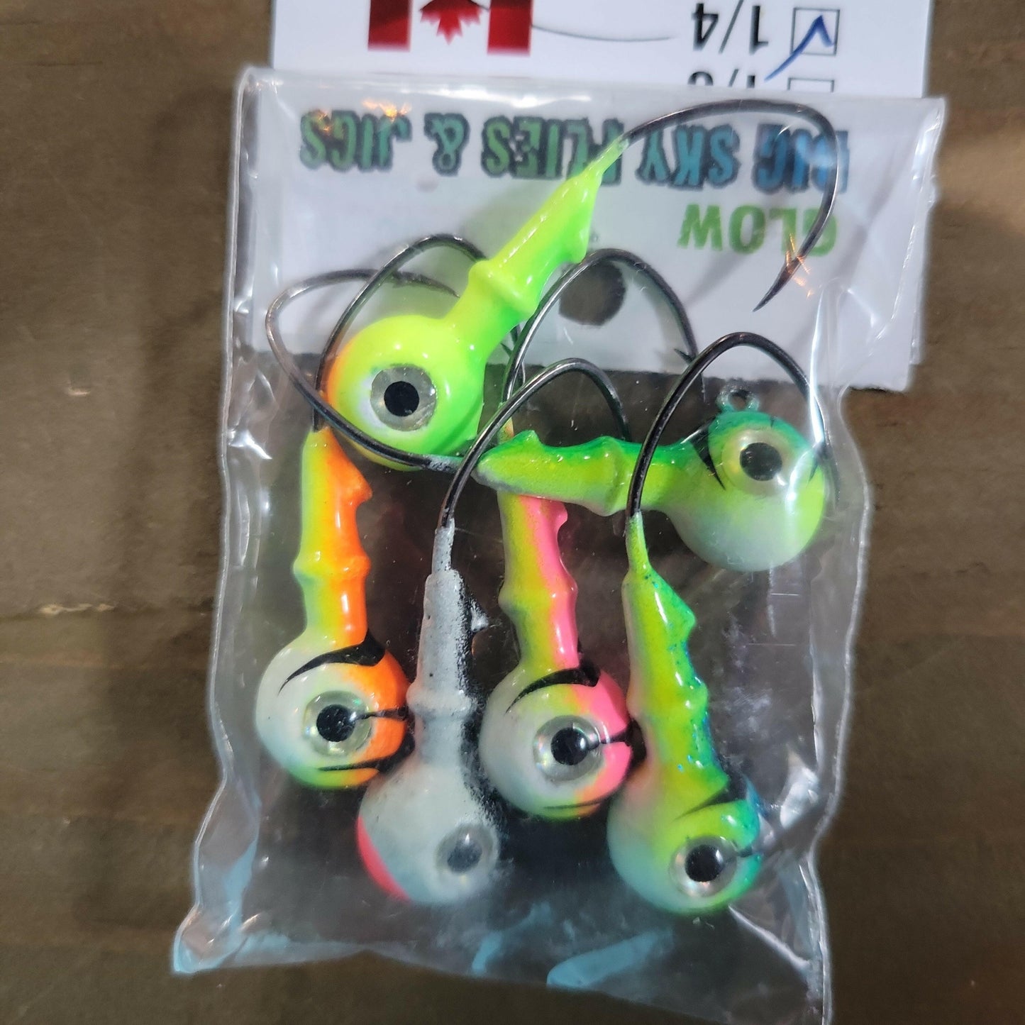 Big Sky Mean Machine 1/4oz Glow Jig Heads 4/pack - 6pc set 1 of each color