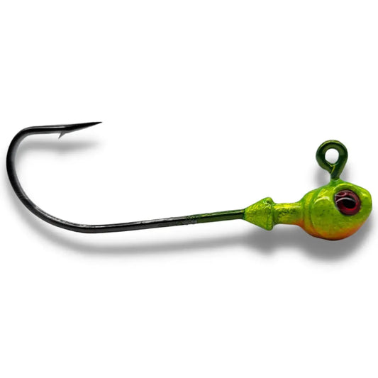 Big Sky Poison Head 1/4oz long shank Jigs 2pk Yellow Orange w/Red Eye