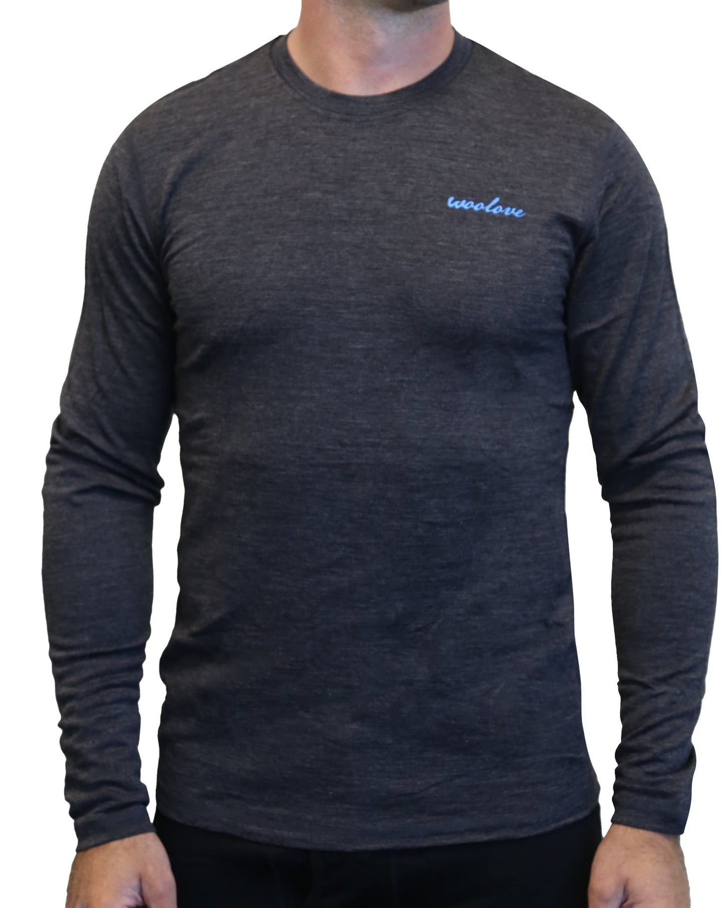 Men's 100% Merino Wool Long Sleeve Crew Neck Shirt 190 GSM