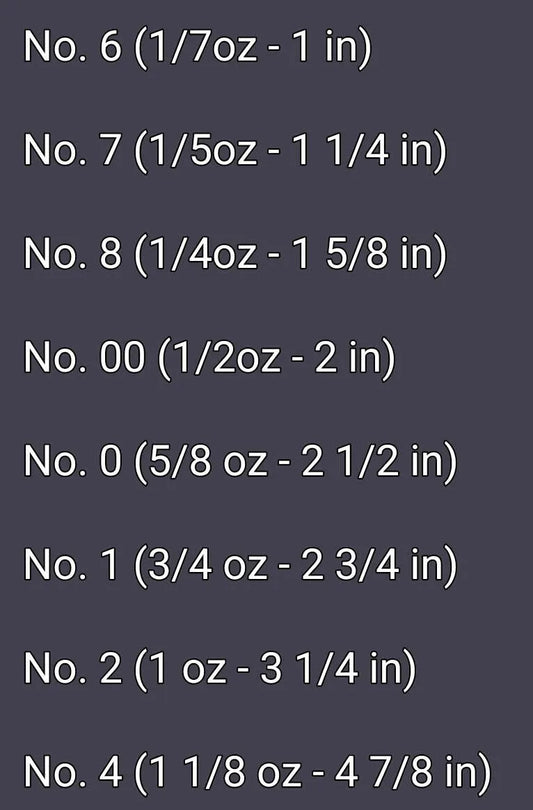 Len Thompson Flame and White Spoons size chart