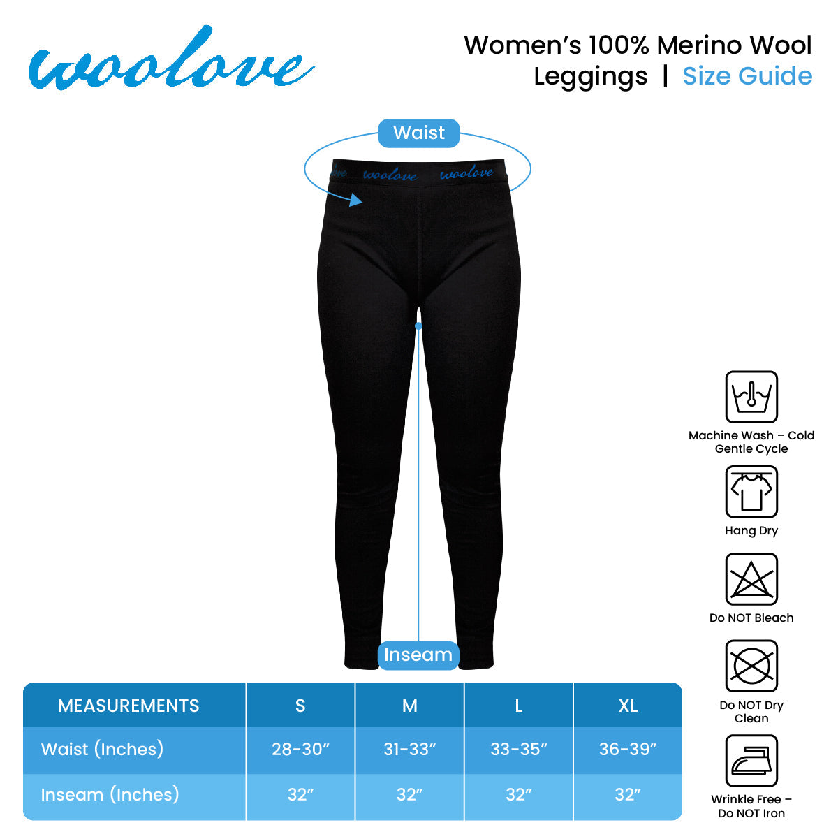 Women's 100% Merino Wool Long Underwear Base Layer Leggings 190 GSM - Midweight