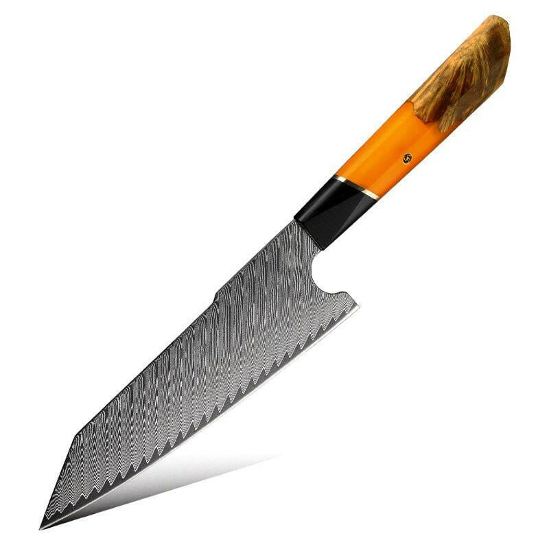 Knife with a wooden handle on a white background