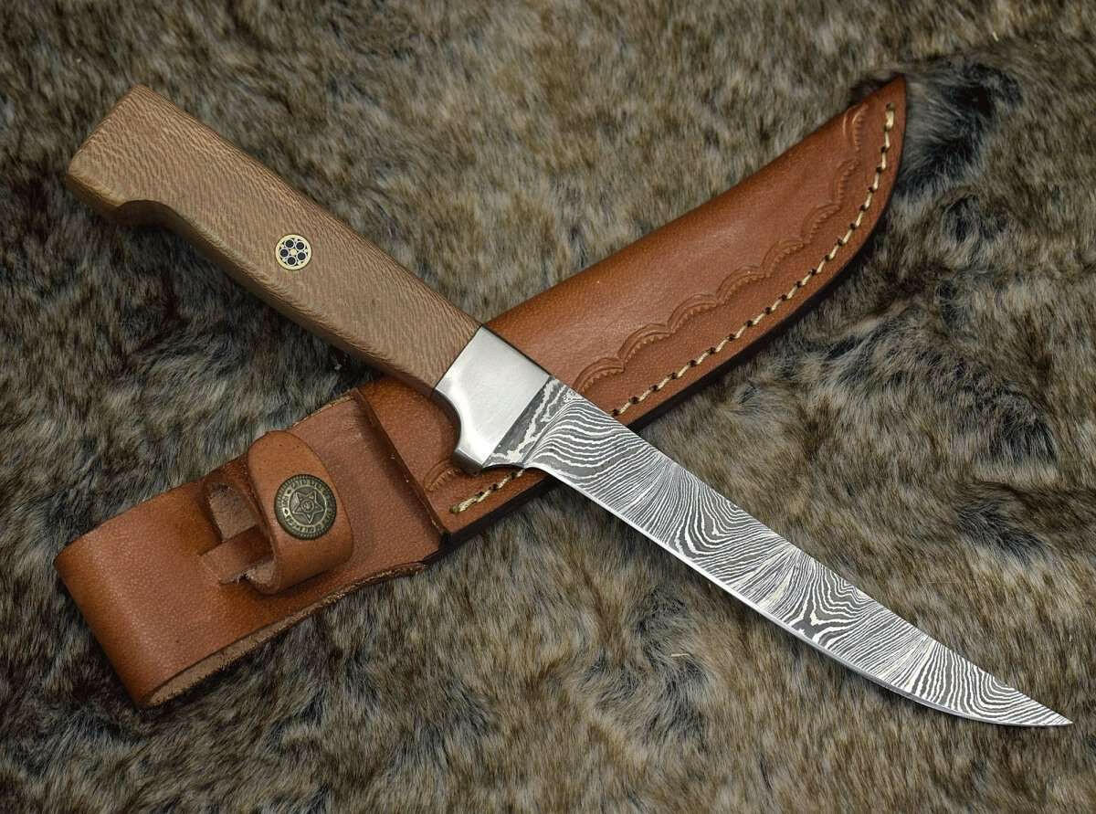 Monarch Damascus Fillet Knife with Leopard Wood Handle