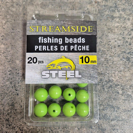 10mm Lime green beads on grey background