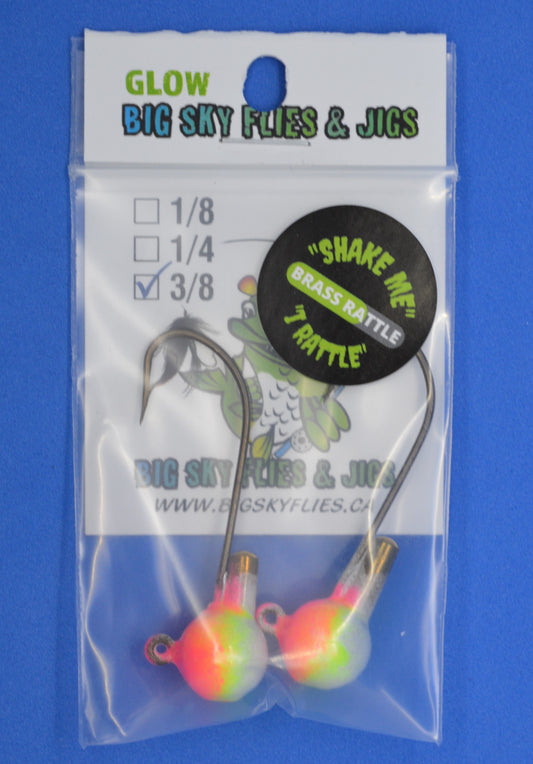 Big Sky Rock & Roll Rattling Jigs Glow 3/8oz 2/pack Lead Zepplelin (Pink Top/Lemon Mid/White Bottom)