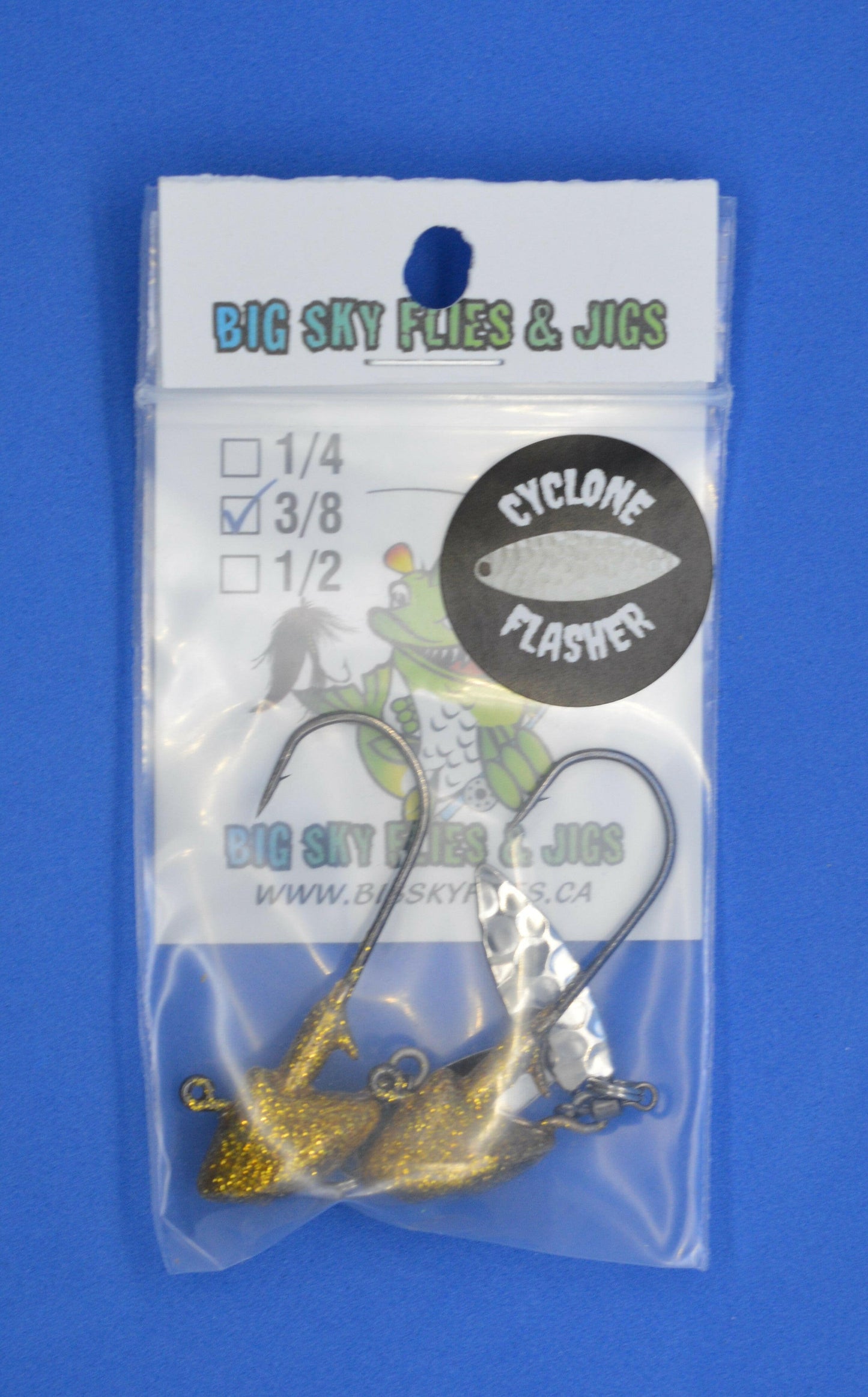 Big Sky Cyclone Flasher Jigs 3/8oz 2/pack Golden Flasher