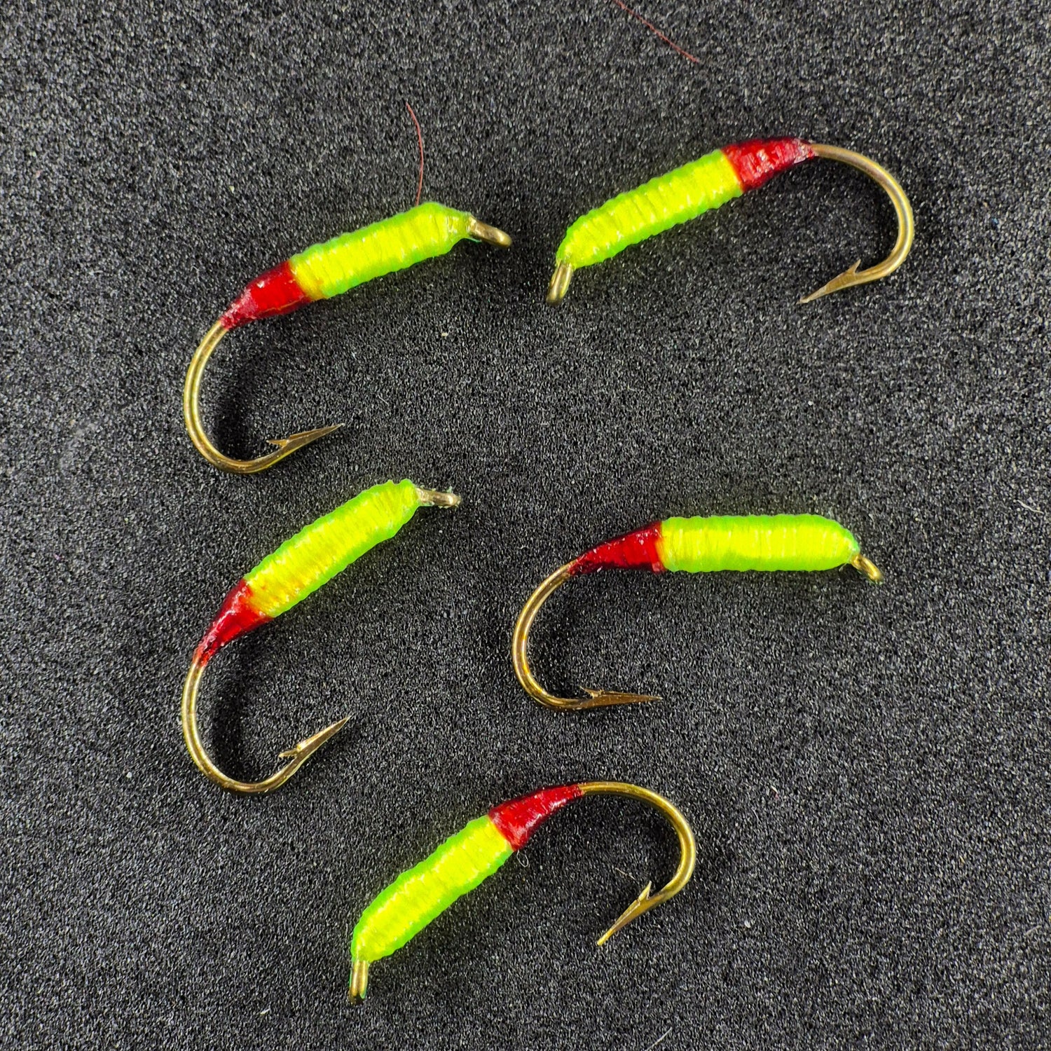 Wire Worms for whitefish fishing on black background