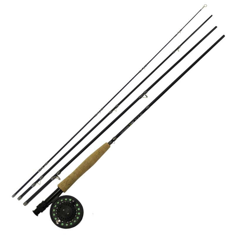 Fly fishing rod on white background