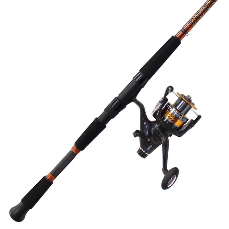 Streamside Flacon Bait runner reel and rod combo on white background