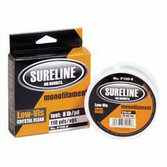 Sureline monofilament fishing line on white background