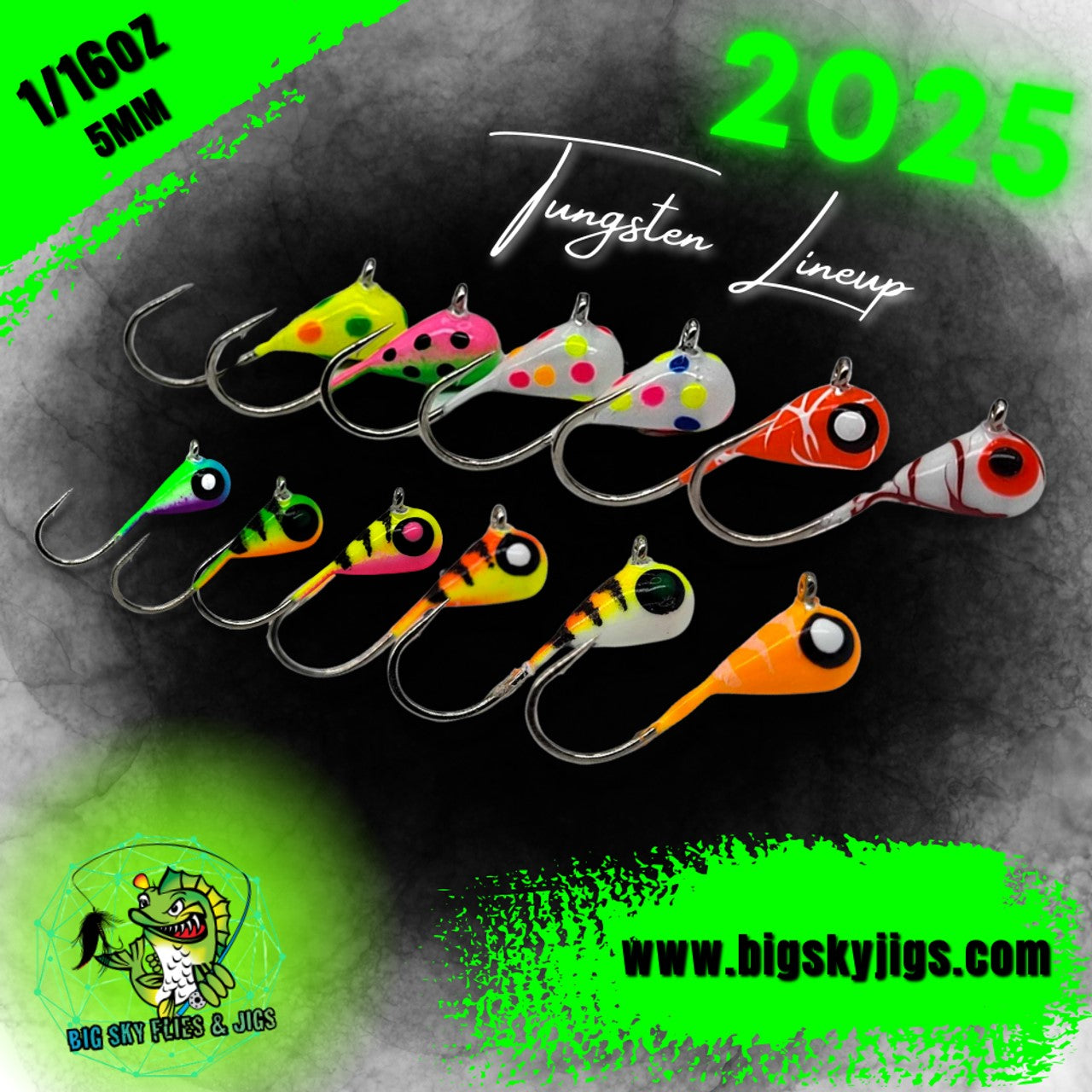 Big Sky Tungsten Jigs, the ultimate choice for avid anglers! Crafted from high-quality tungsten, these jigs, along with our tungsten beads and tungsten ice bugs, are designed for superior performance and unparalleled durability