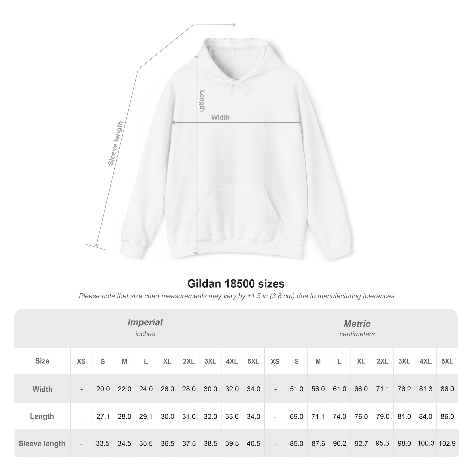 Hoodie Size Chart