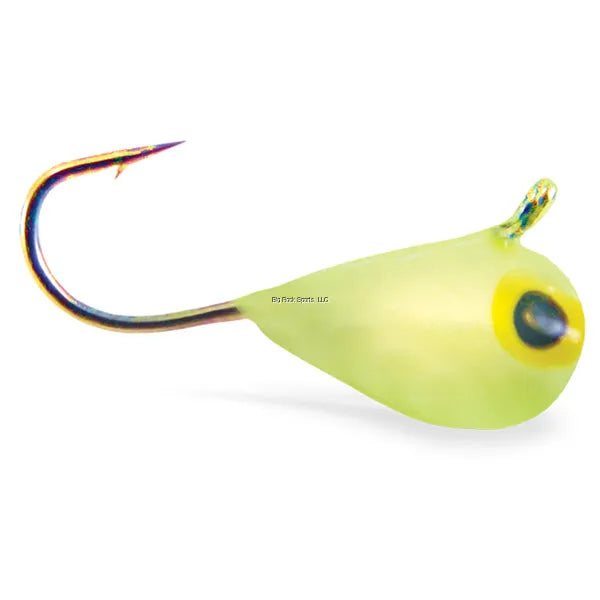 Tungsten fishing lure glow with a hook on a white background