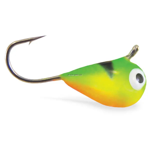 Tungsten fishing lure firetiger with a hook on a white background