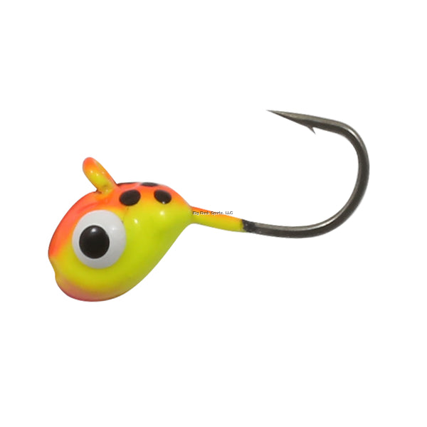 Tungsten fishing lure Ladybug with a hook on a white background