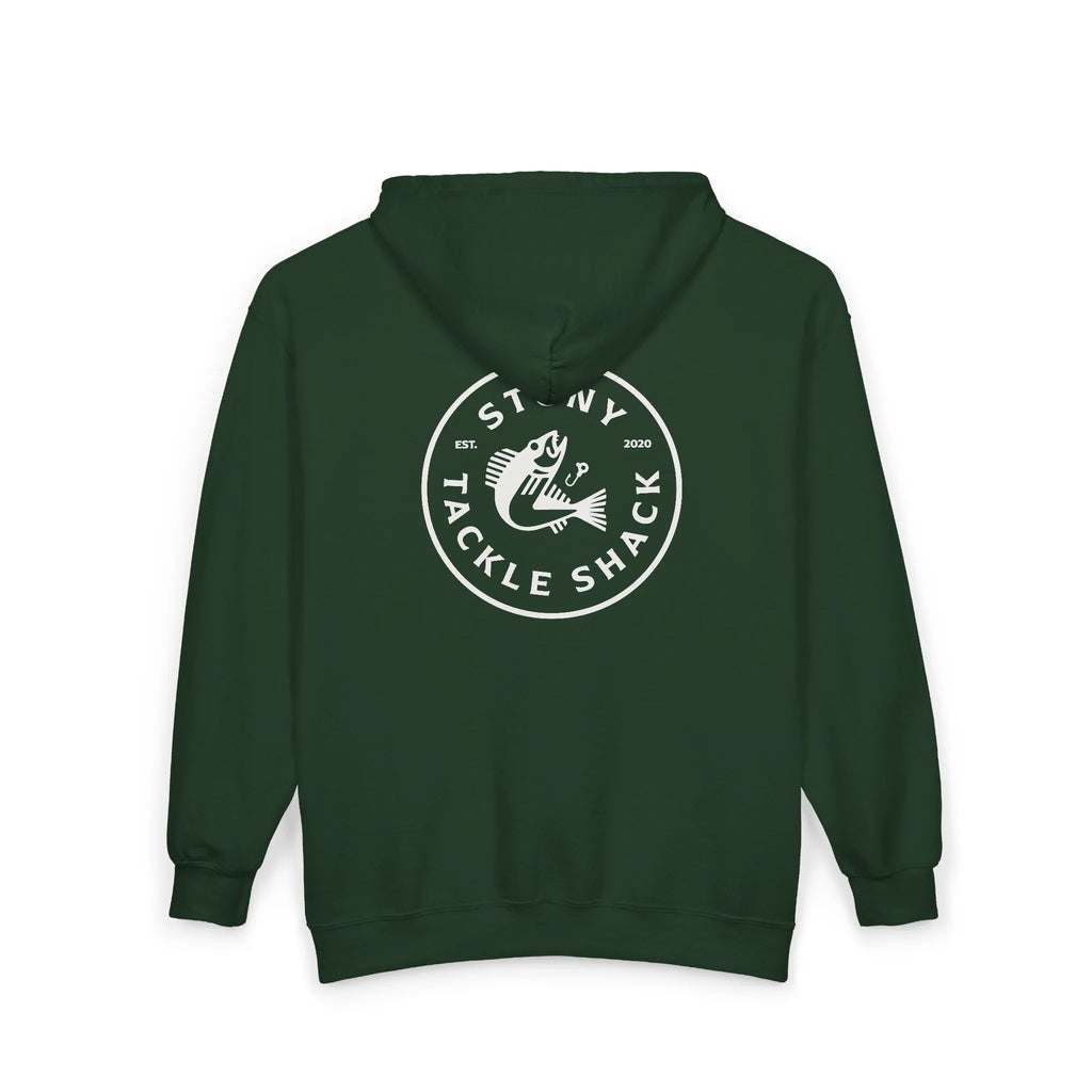 Stony Tackle Shack Full Zip Hoodie, Unisex Zip Up Sweatshirt, Outdoor Gear, Perfect Gift for Anglers, Fall/Winter Apparel