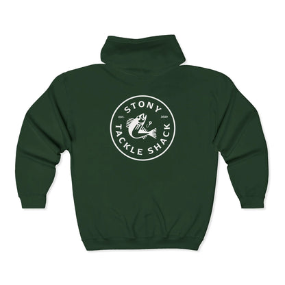 Stony Tackle Shack Full Zip Hoodie, Unisex Zip Up Sweatshirt, Outdoor Gear, Perfect Gift for Anglers, Fall/Winter Apparel