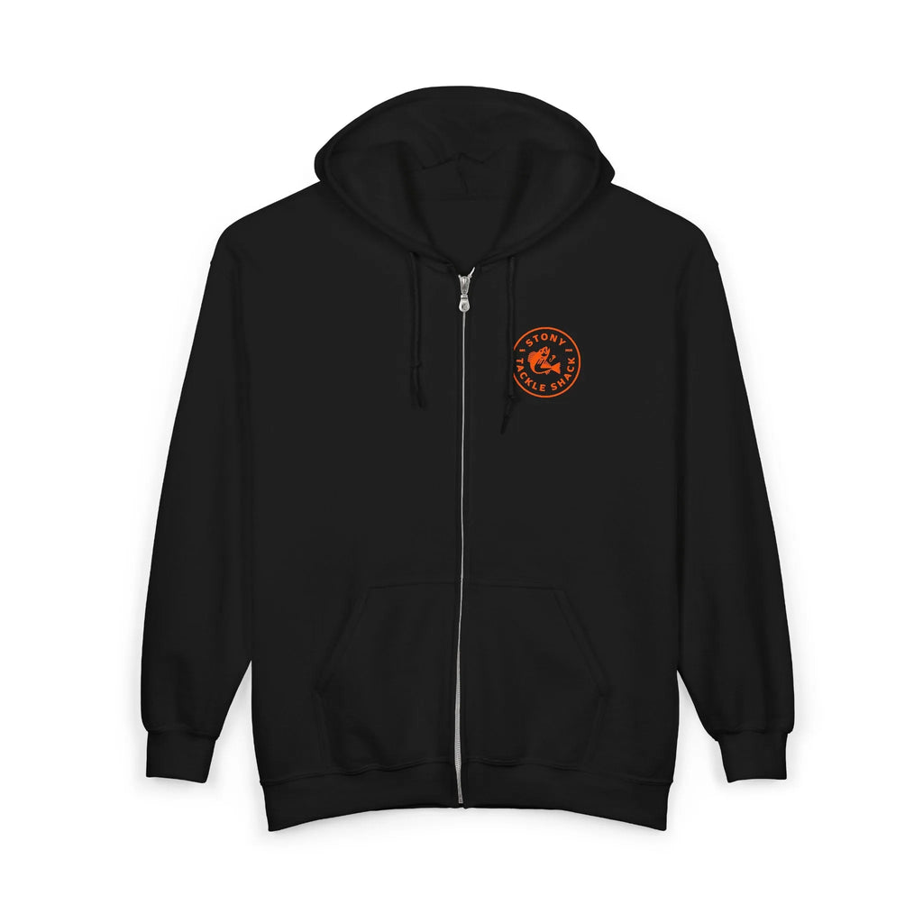 Stony Tackle Shack Full Zip Hoodie, Unisex Zip Up Sweatshirt, Outdoor Gear, Perfect Gift for Anglers, Fall/Winter Apparel