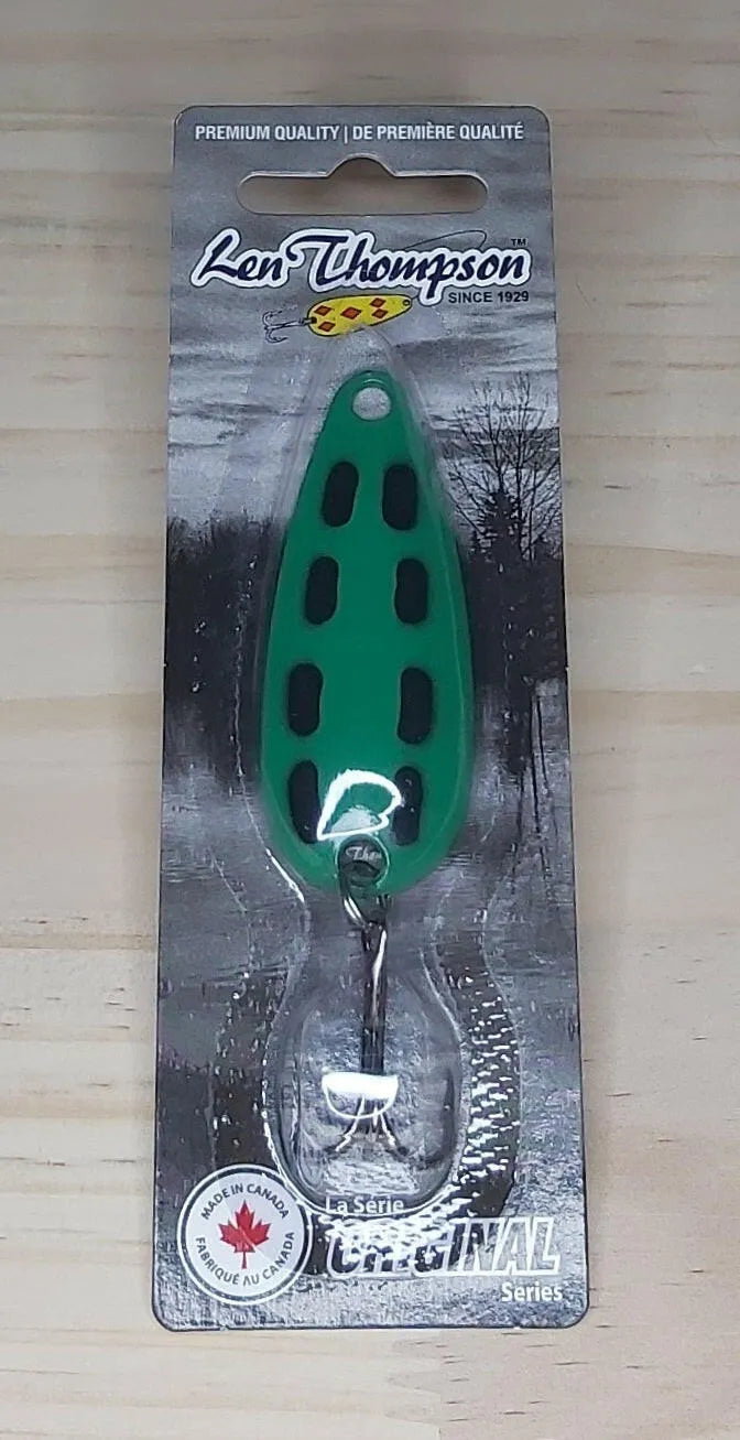 Len Thompson Green Frog Spoons in sizes - #6, #7, #8, #00, #0, #1, #2