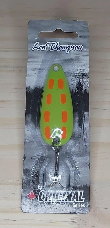Len Thompson Chartreuse and Hot Red Spoons Sizes - #6, #7, #8, #00, #0, #1, #2