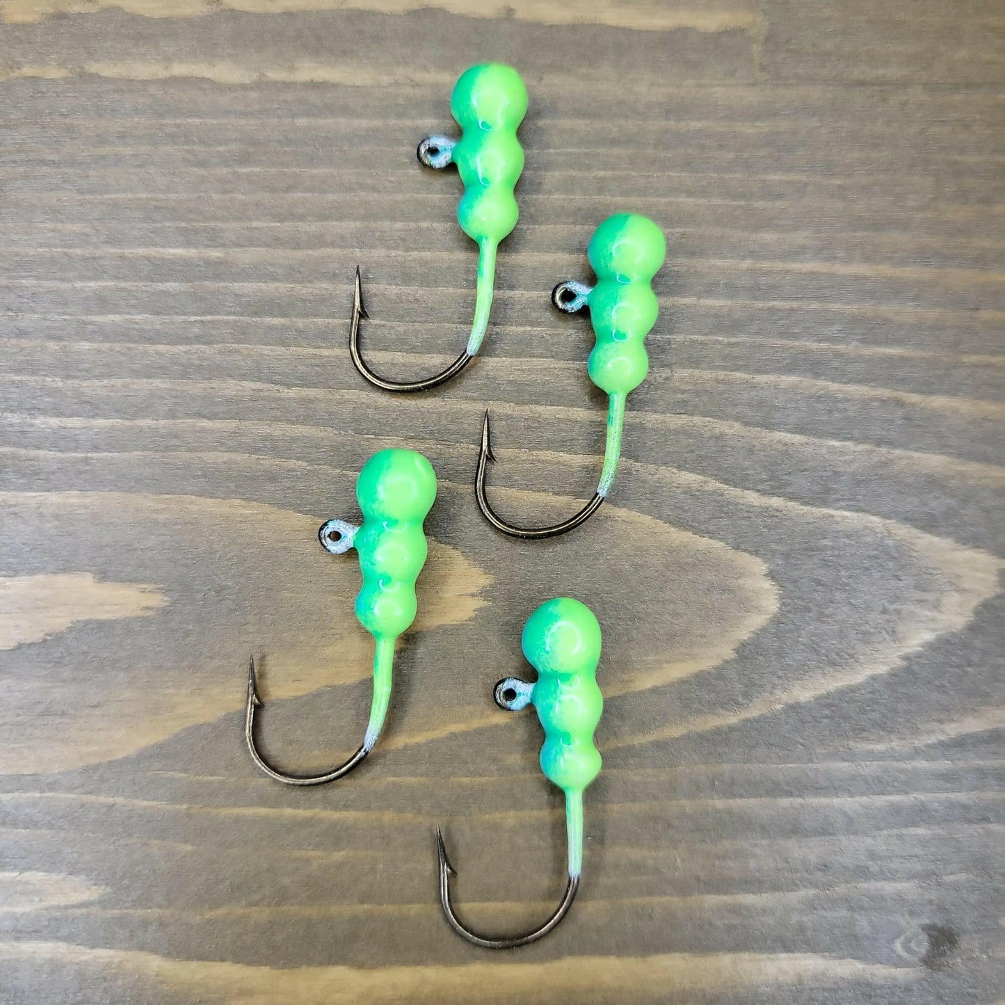 Big Sky Gruesome Grubs Glow Jigs 1/8oz 4/pack Glow Lime/Green Splash