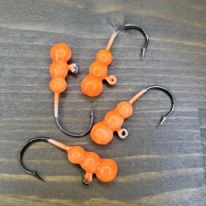 Big Sky Gruesome Grubs Glow Jigs 1/8oz 4/pack Glow Orange