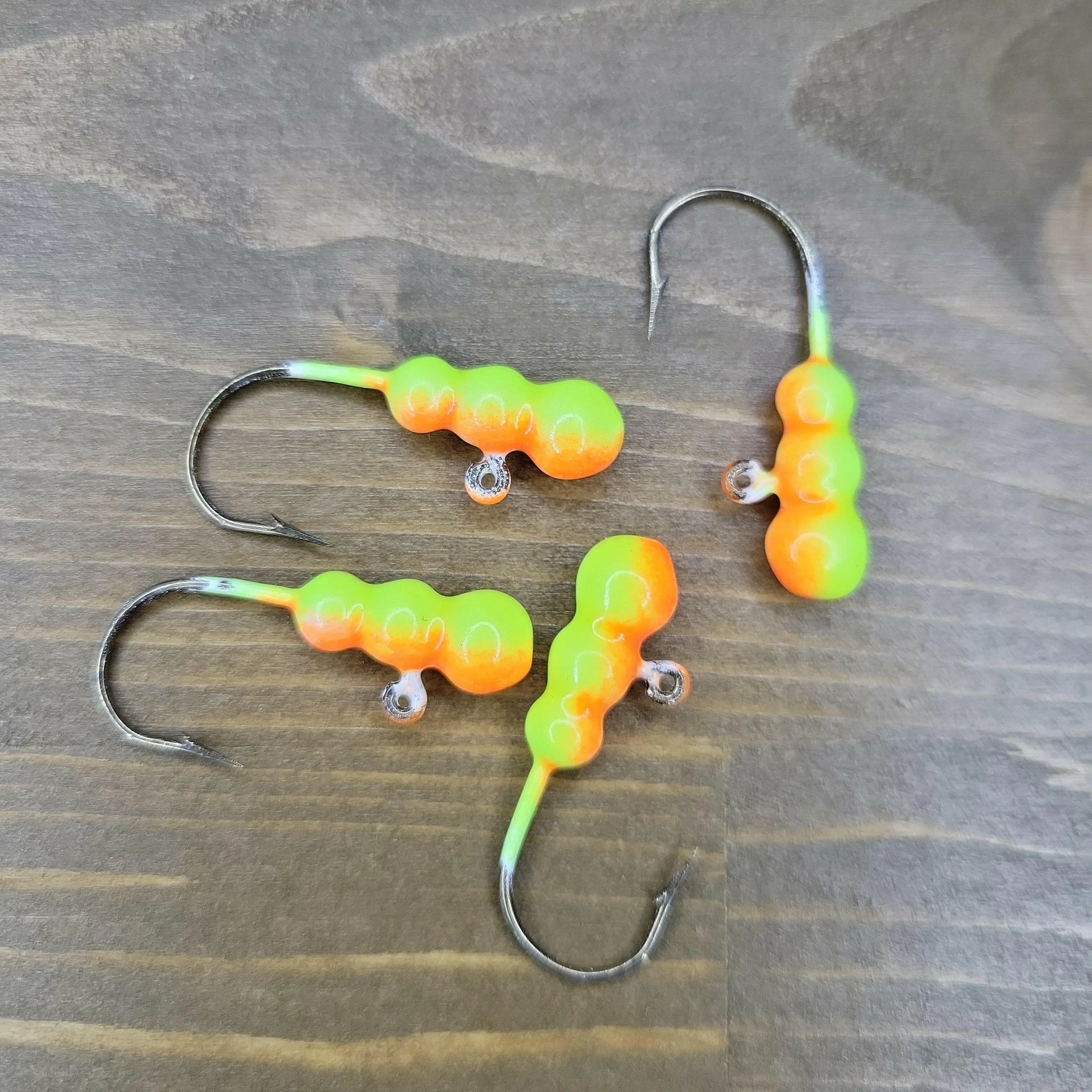 Big Sky Gruesome Grubs Glow Jigs 1/8oz 4/pack Glow Yellow/Orange Splash