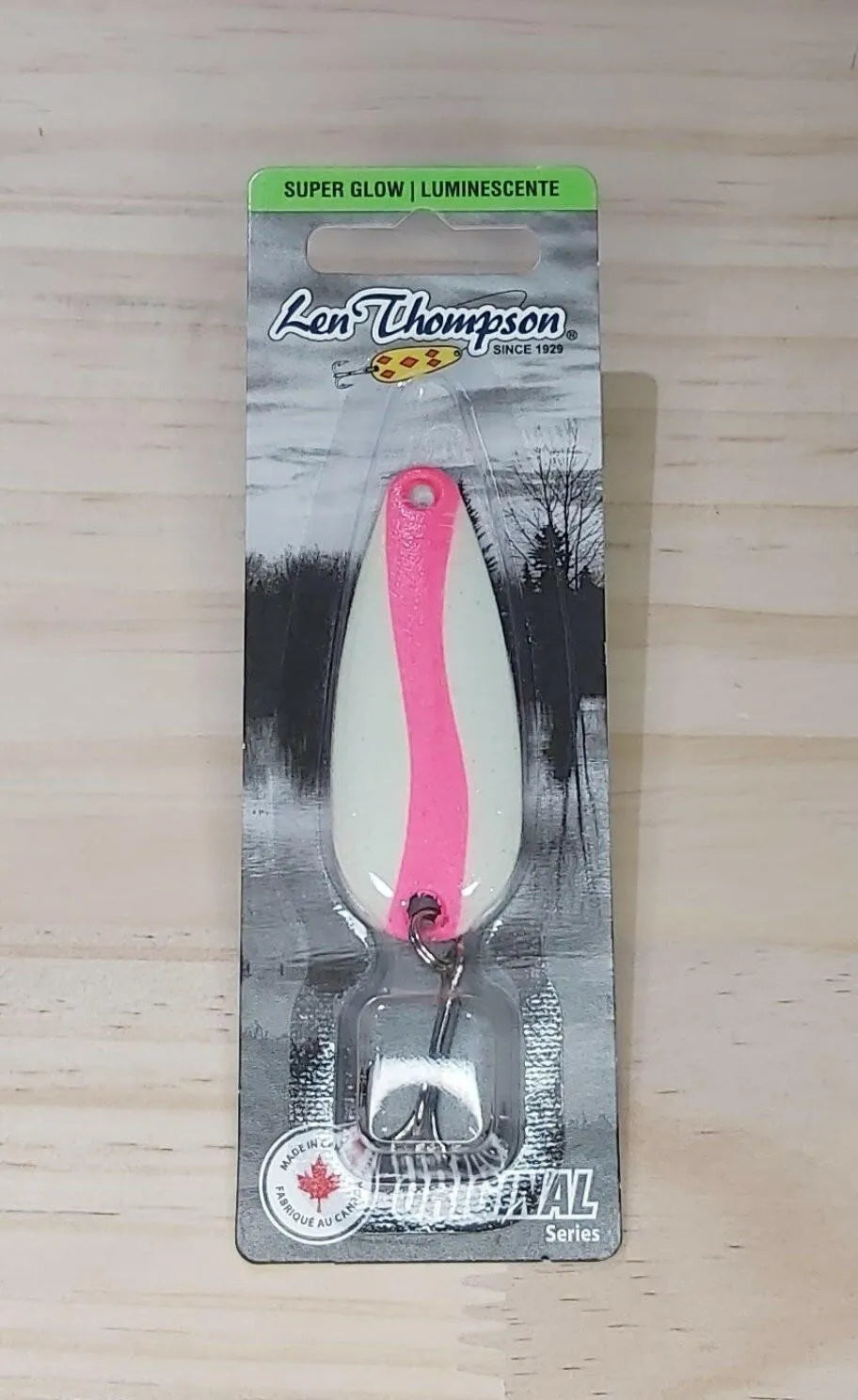 Len Thompson Glowing White & Pink Spoons in sizes - #6, #7, #8, #00, #0, #1, #2