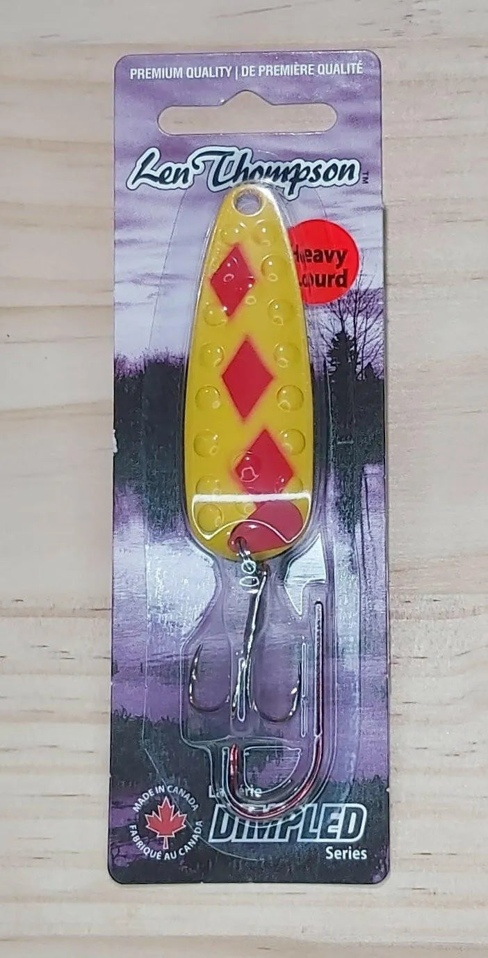 Len Thompson Dimpled Series Spoons #13 Yellow & Red 5/8oz