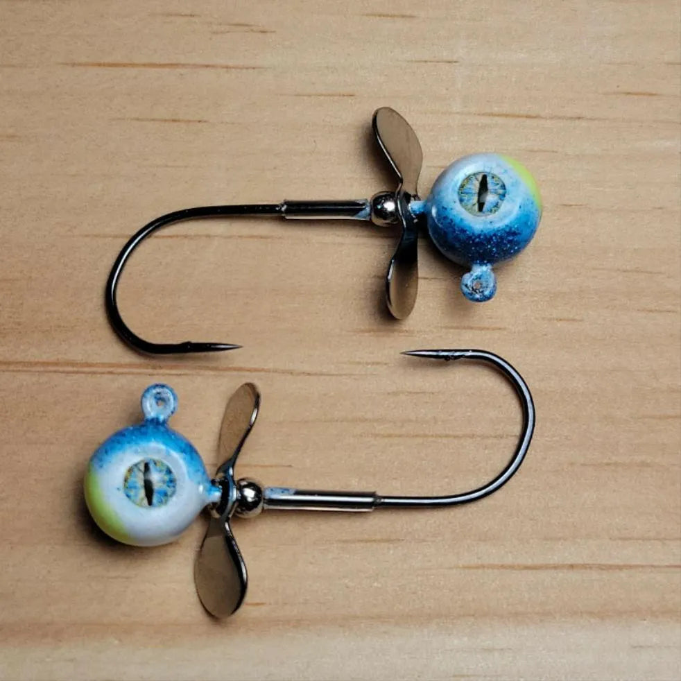 Big Sky Chopper Glow Jigs 1/4oz 2/pack Blue Sparkle/White/Lemon Mouth