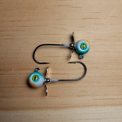 Big Sky Chopper Glow Jigs 1/4oz 2/pack Green/White/Orange mouth