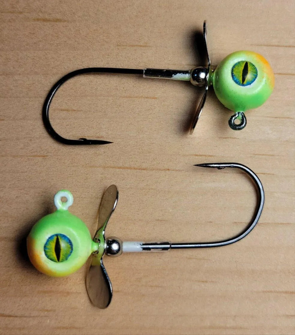 Big Sky Chopper Glow Jigs 1/4oz 2/pack Perch (Lemon/Orange mouth)