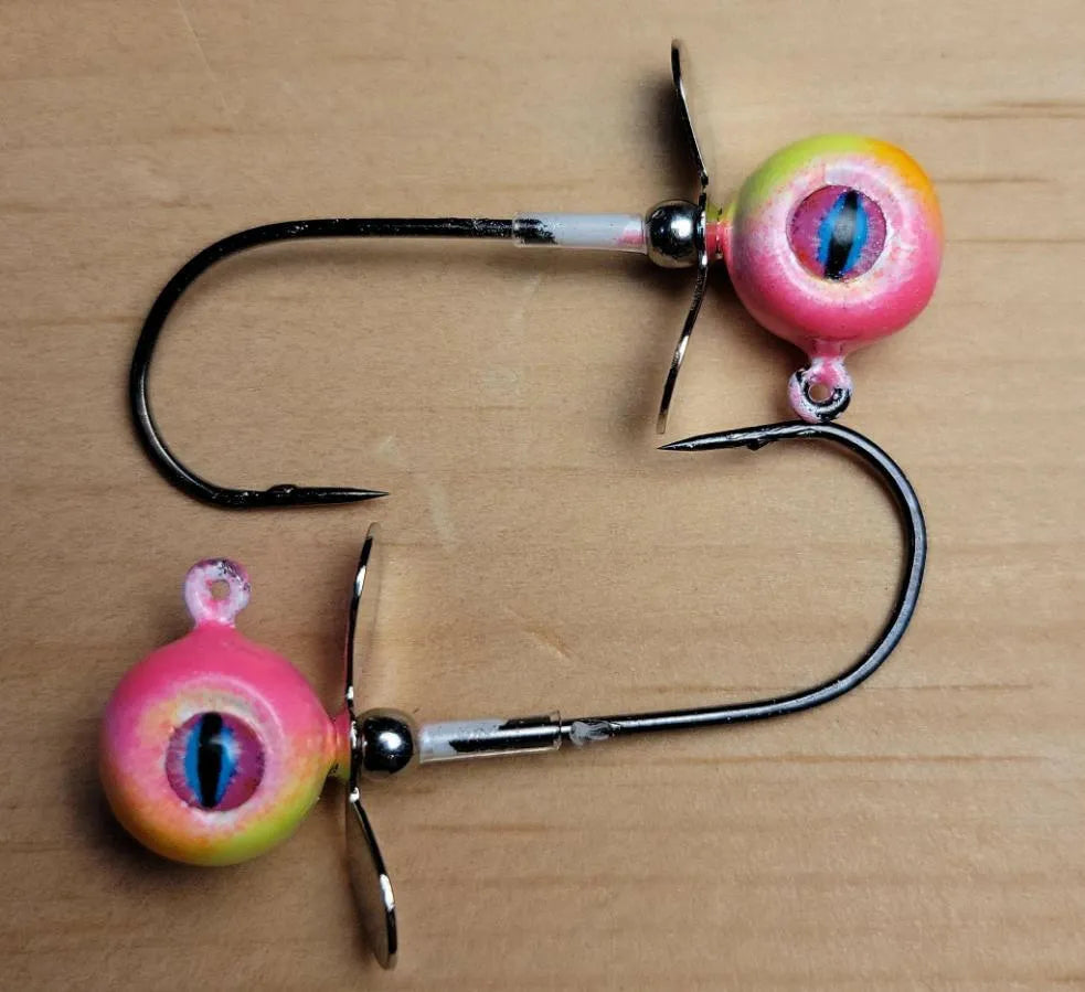 Big Sky Chopper Glow Jigs 1/4oz 2/pack Pink/Lemon/Orange Mouth