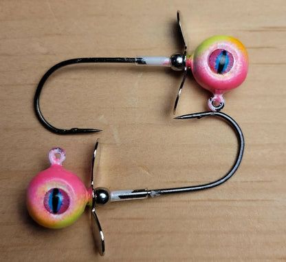 Big Sky Chopper Glow Jigs 1/4oz 2/pack Pink/Lemon/Orange Mouth