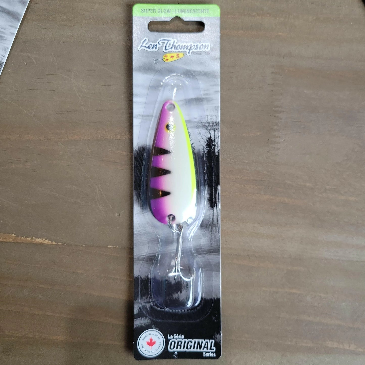 Len Thompson Glowing Purple Fire Tiger Spoons in sizes - #8, #00, #1