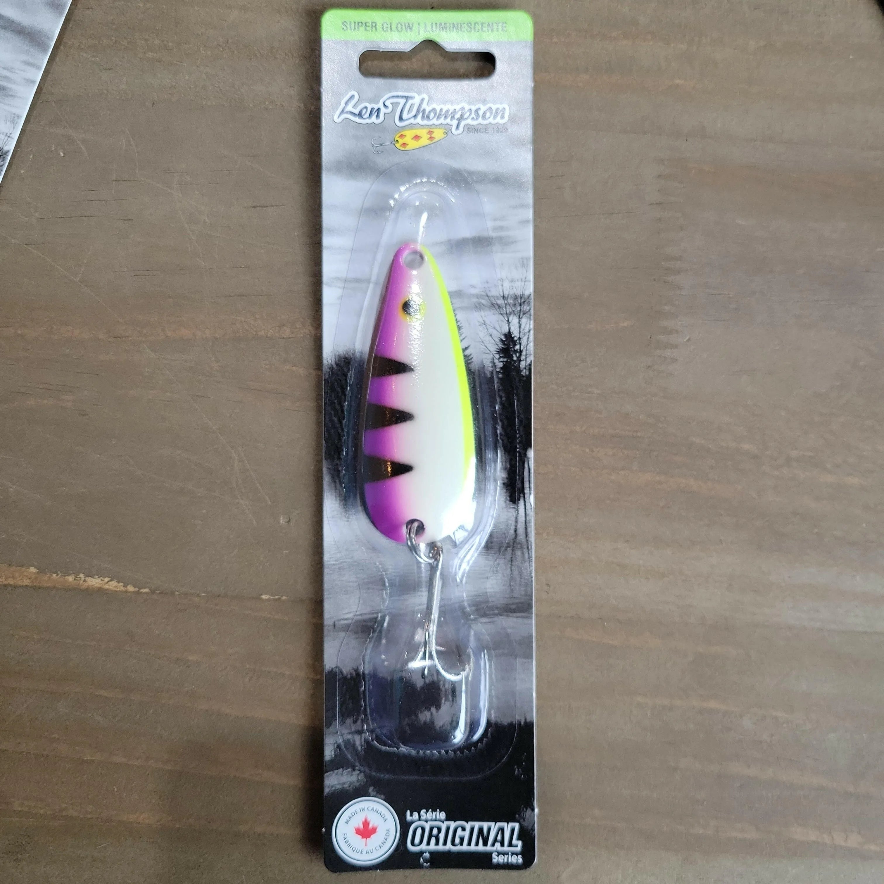 Len Thompson Glowing Purple Fire Tiger Spoons in sizes - #8, #00, #1