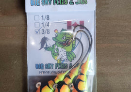 Big Sky Deluxe Minnows Jigs 3/8oz 3/pk Orange Top Lemon Bottom Black Lines