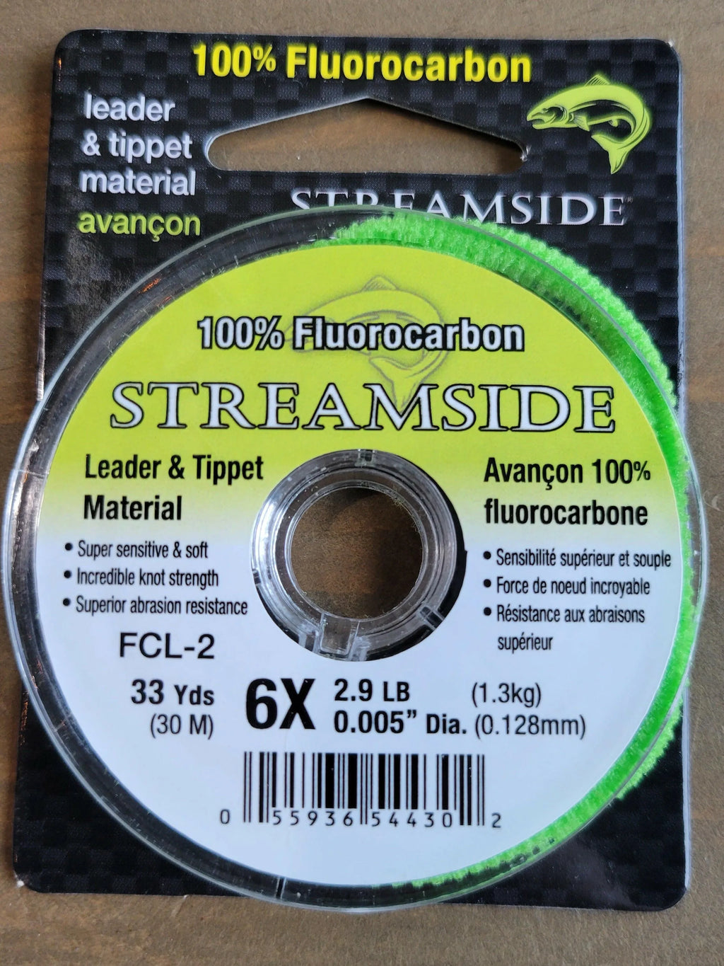 Streamside Fluorocarbon Leader & Tippet Material 2.9b 33yd Front of package
