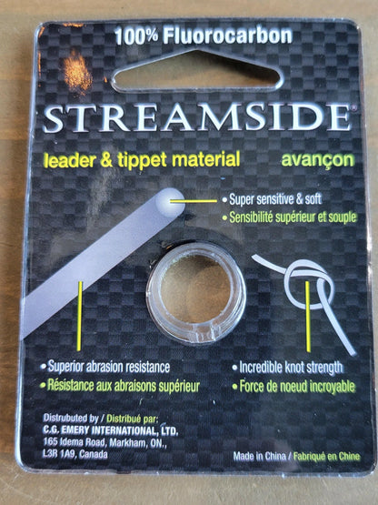 Streamside Fluorocarbon Leader & Tippet Material 2.9b 33yd Back of package