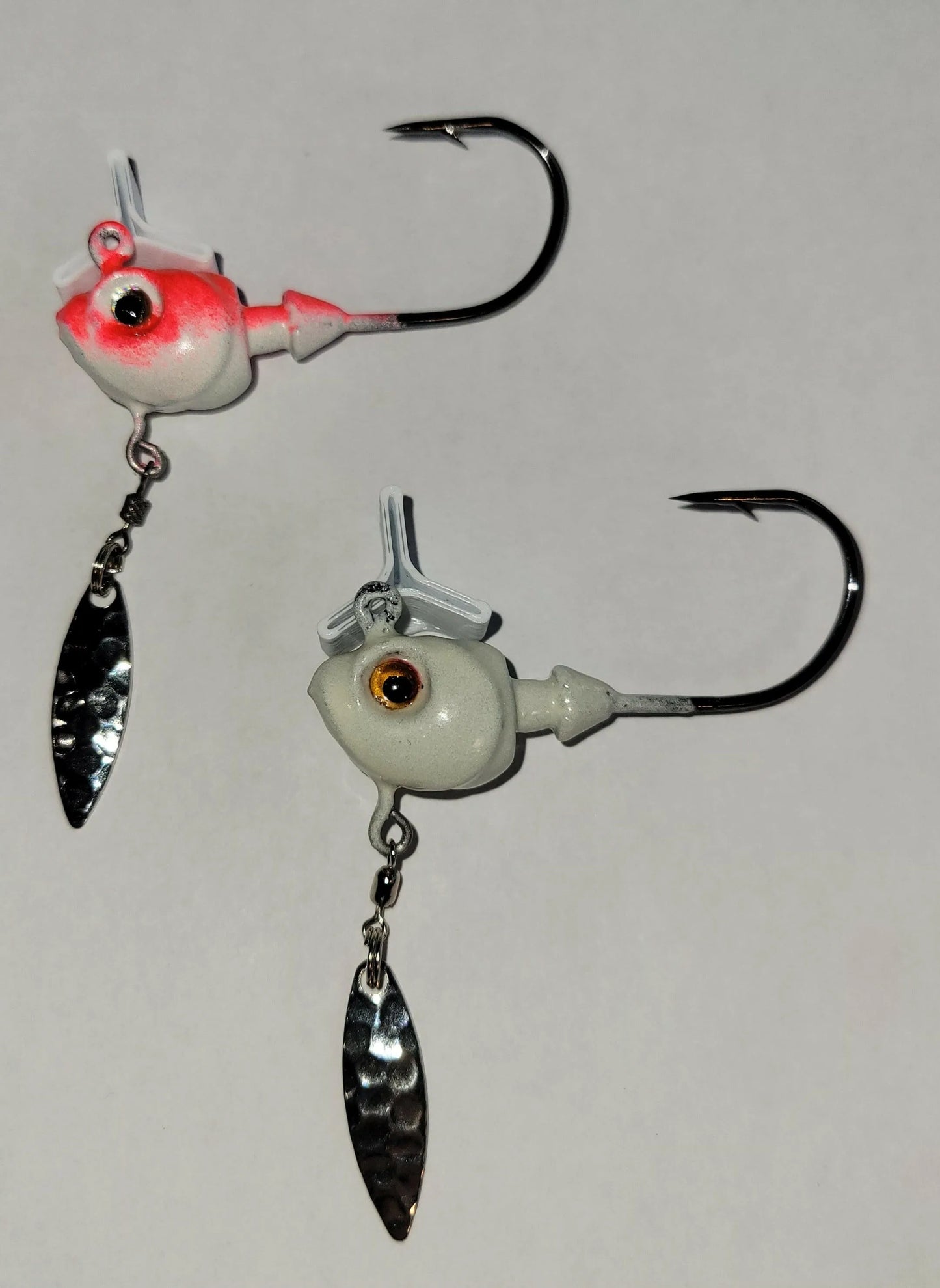 Big Sky Hecla Hammer 1oz Cyclone Flasher Jigs Red Splash & White