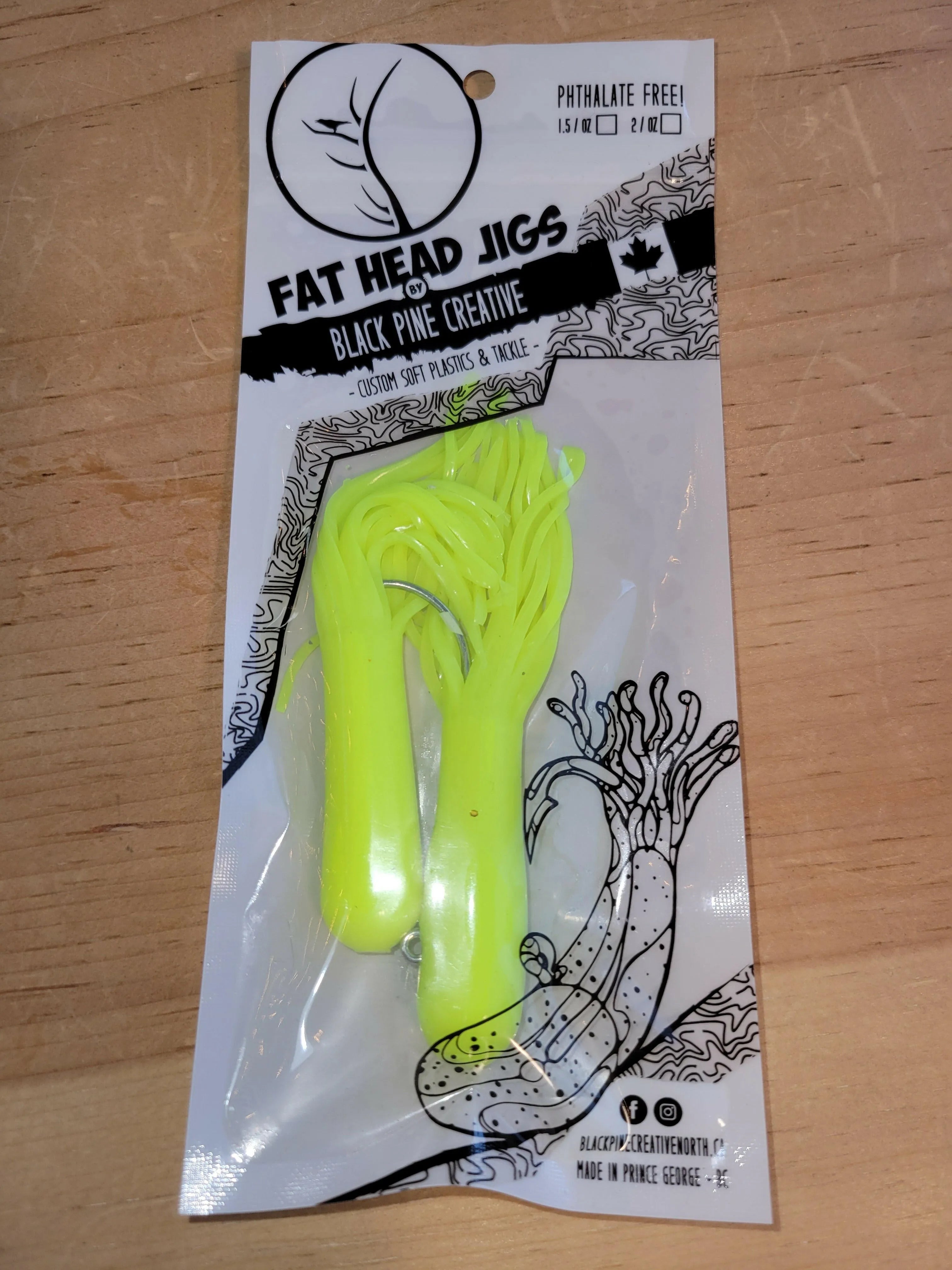 Black Pine 4" Tubes 2/pk - Chartreuse Yellow