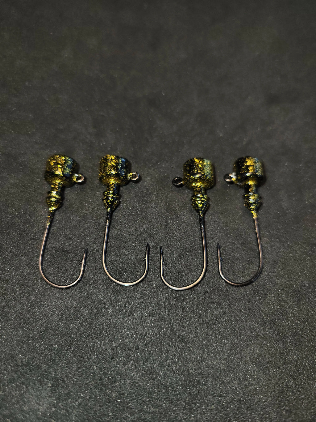 Big Sky 3/16oz Ned Head Jigs 4/pk - Black & Gold Splash