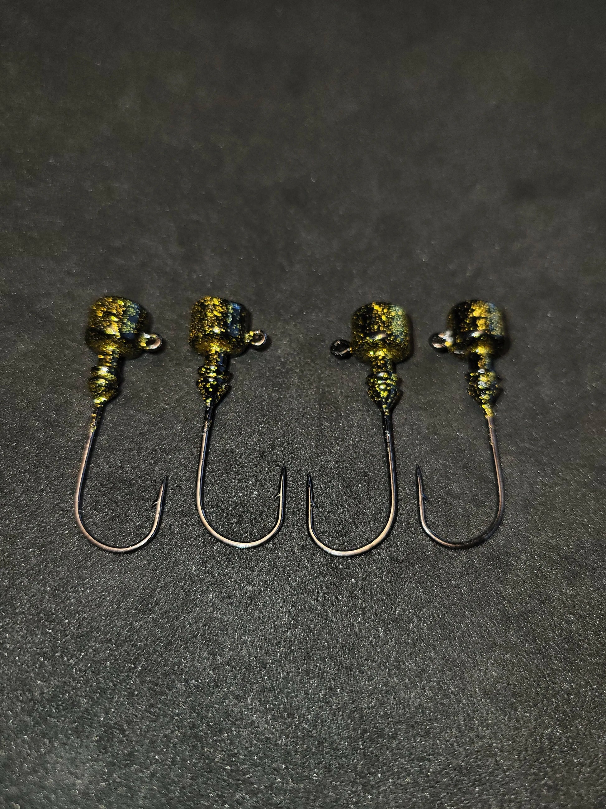 Big Sky 3/16oz Ned Head Jigs 4/pk - Black & Gold Splash