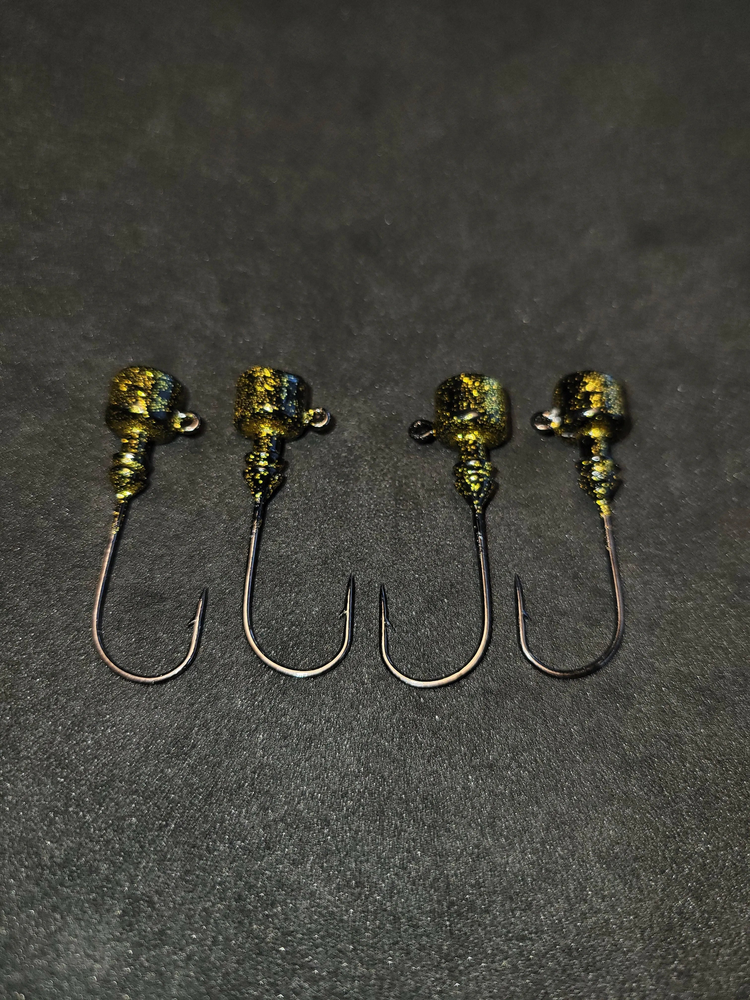 Big Sky 3/16oz Ned Head Jigs 4/pk - Black & Gold Splash
