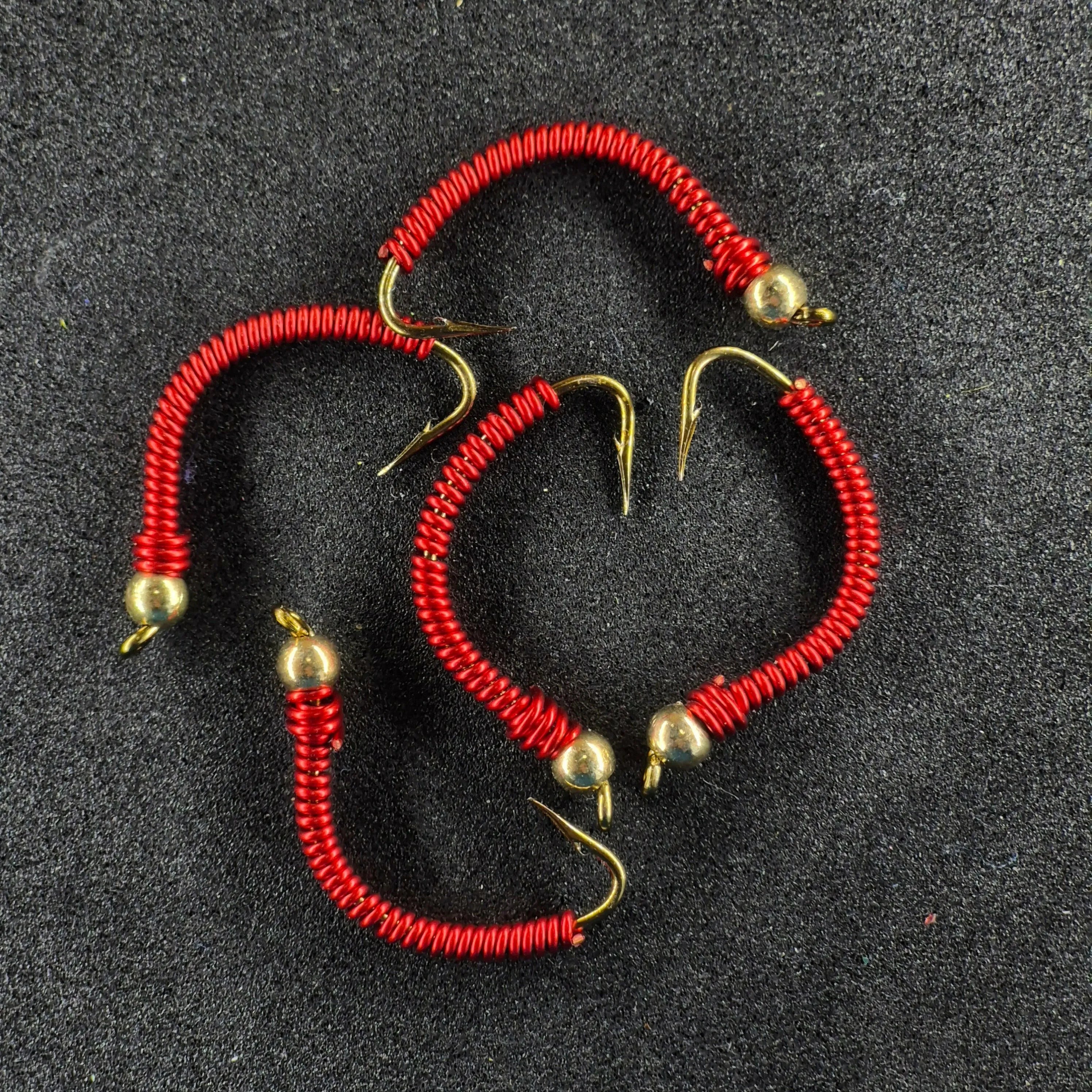 #4 Red with Gold Bead Head