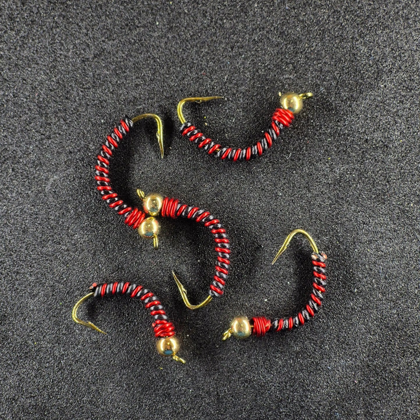 #8 Black & Red with Gold Bead Head