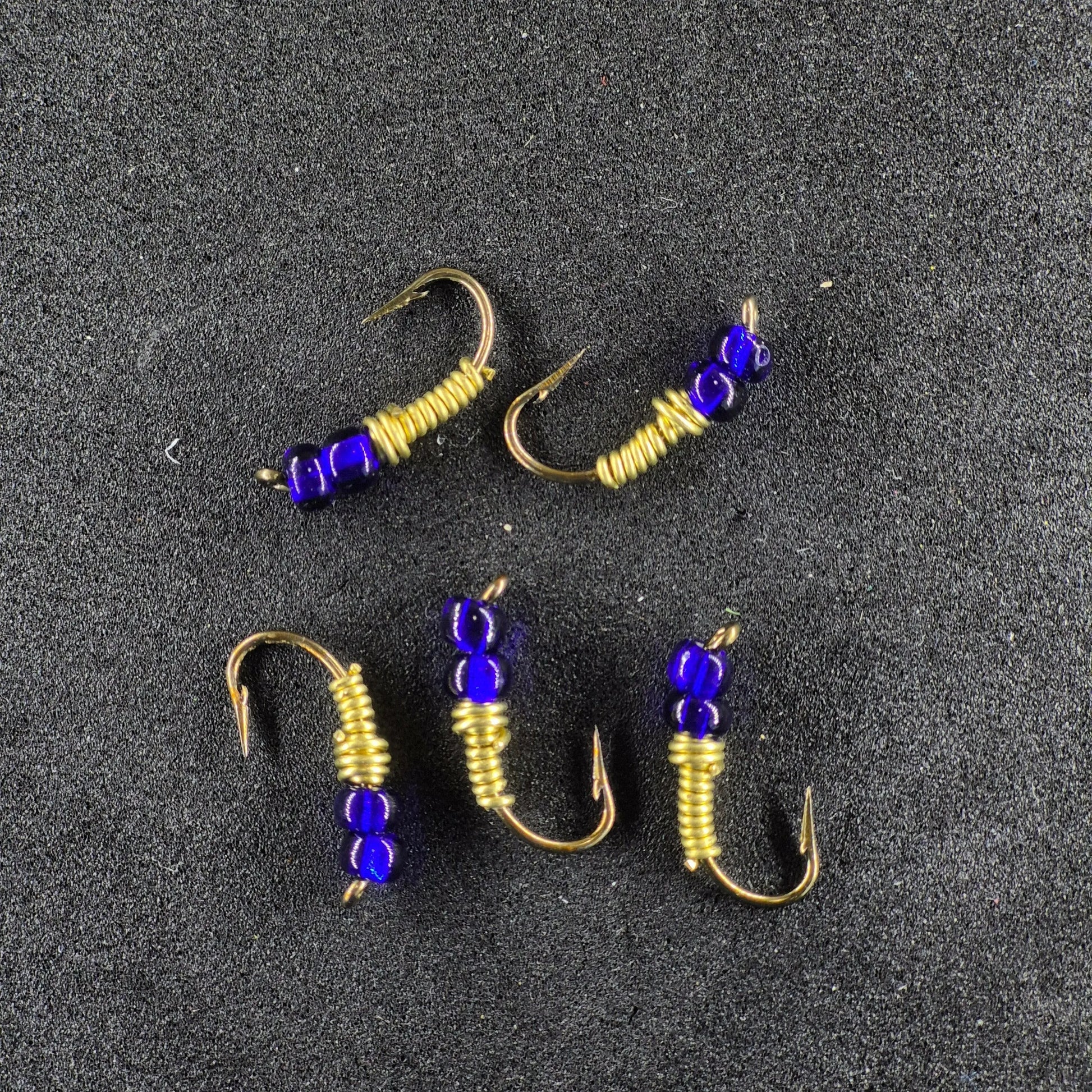 #8 Brass with Blue Beads Head
