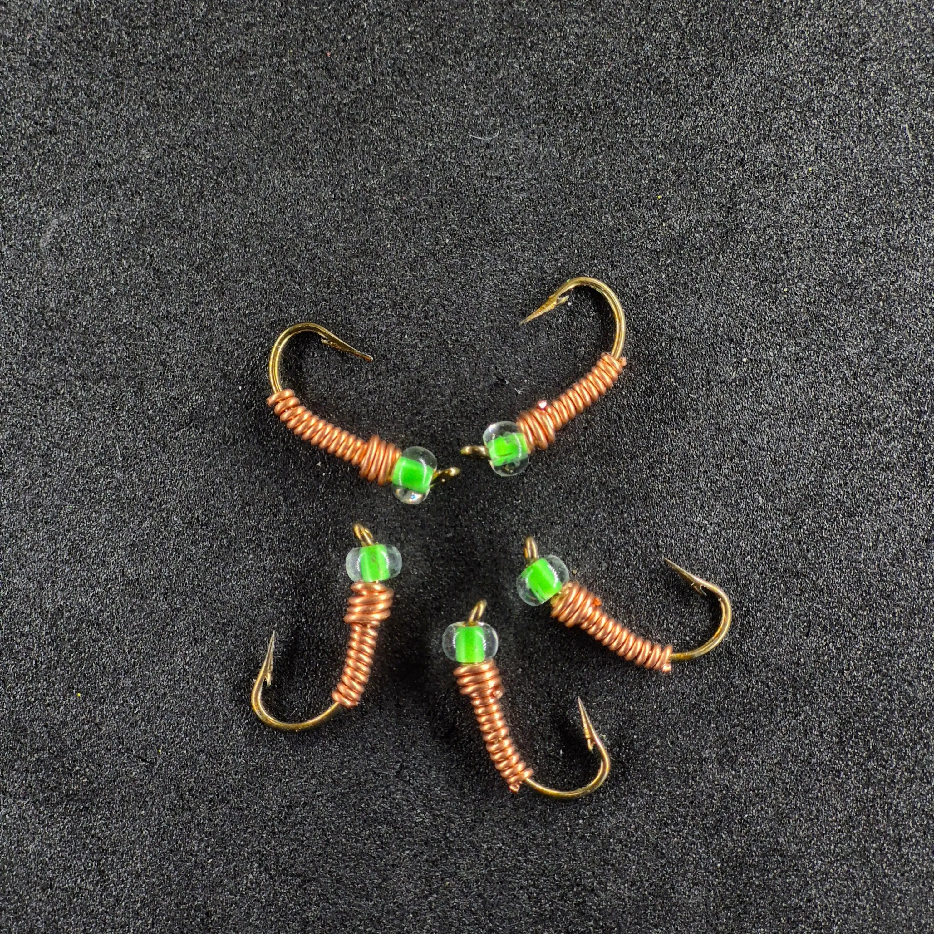 #8 Copper with fluorescent Green Bead Head