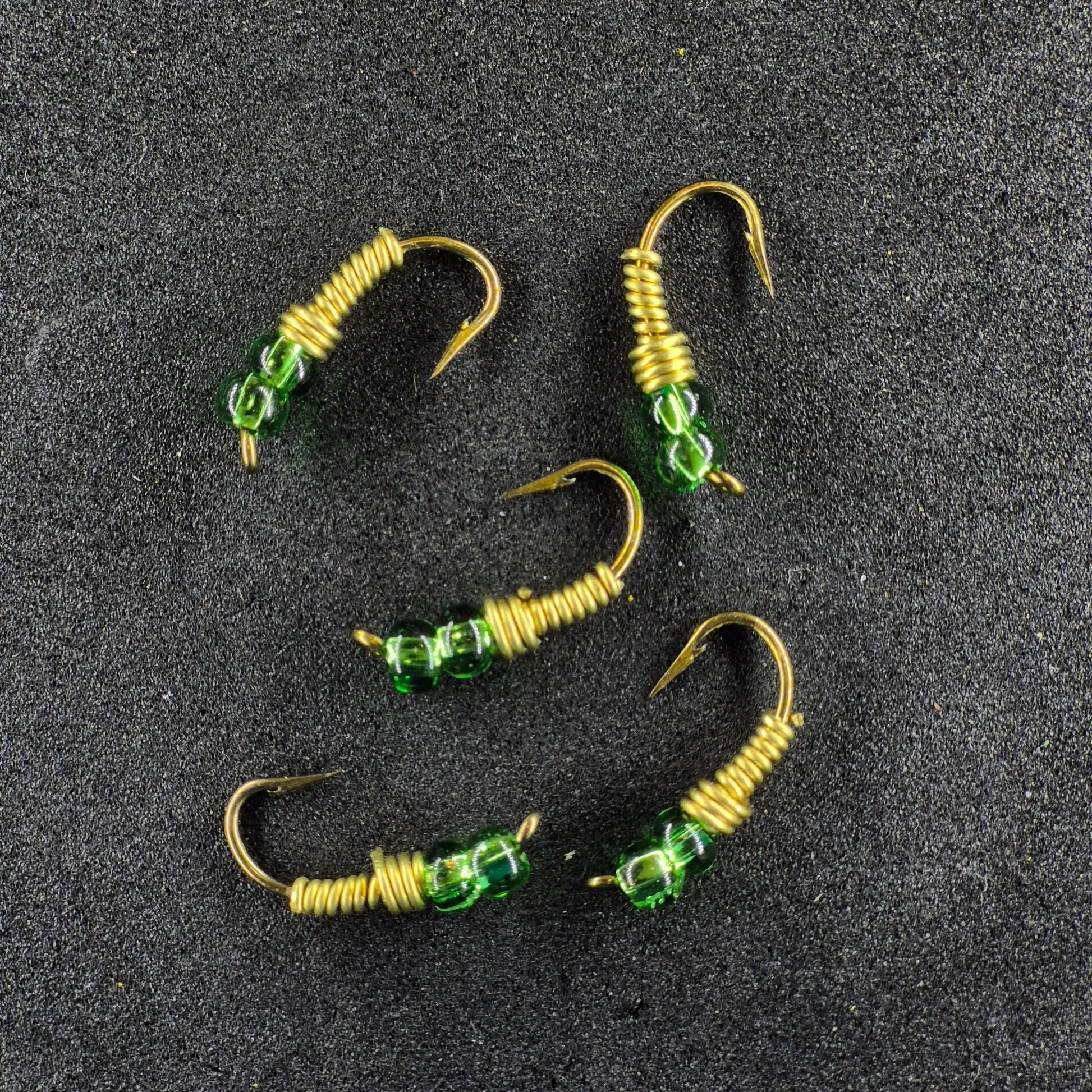 #8 Brass with Green Beads Head
